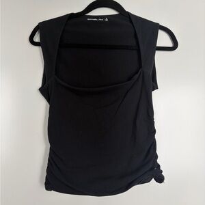 Abercrombie & Fitch Black Draped Sleeveless Tank
